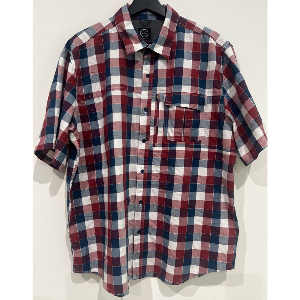 Wrangler Shirt ATG Outdoor Checked Patterned Short Sleeve Shirt Men's XL Hiking